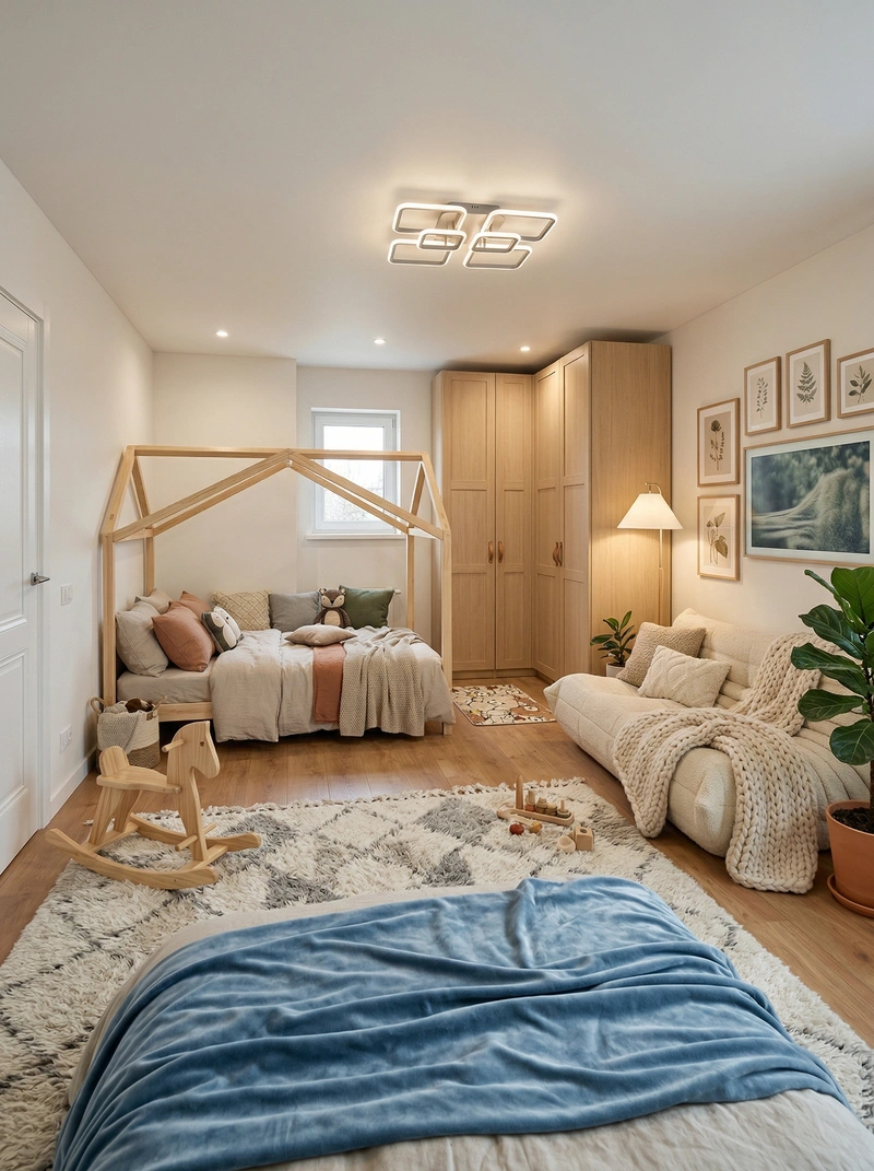 Дизайн спальни в стиле Хюгге — фото интерьера от нейросети RoomGPT