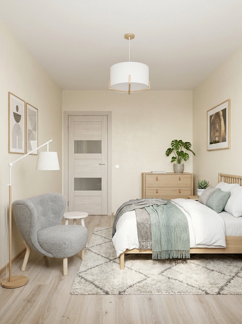 Дизайн интерьера в стиле Сканди — Спальня от нейросети RoomGPT