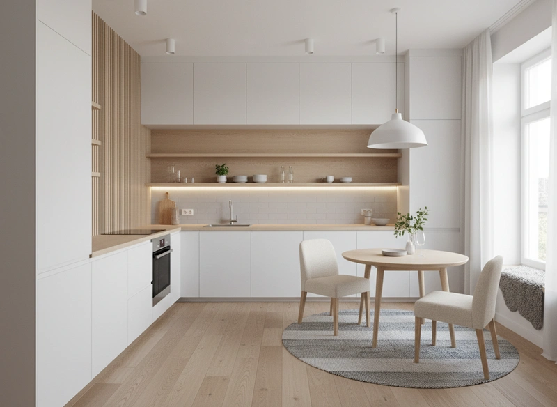 Дизайн интерьера в стиле Хюгге — Кухня от нейросети RoomGPT