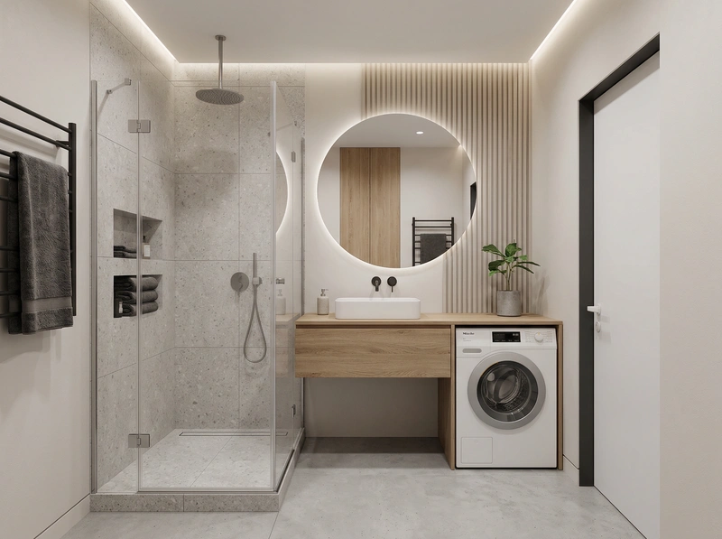 Дизайн интерьера в стиле Минимализм — Ванная от нейросети RoomGPT