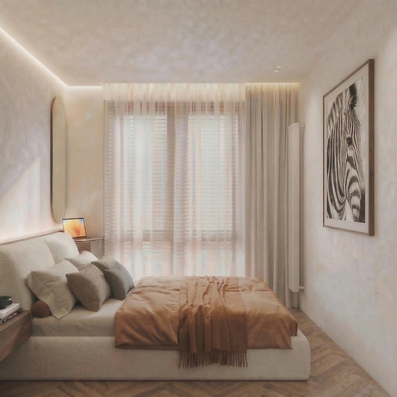 Дизайн интерьера в стиле Минимализм — Спальня от нейросети RoomGPT