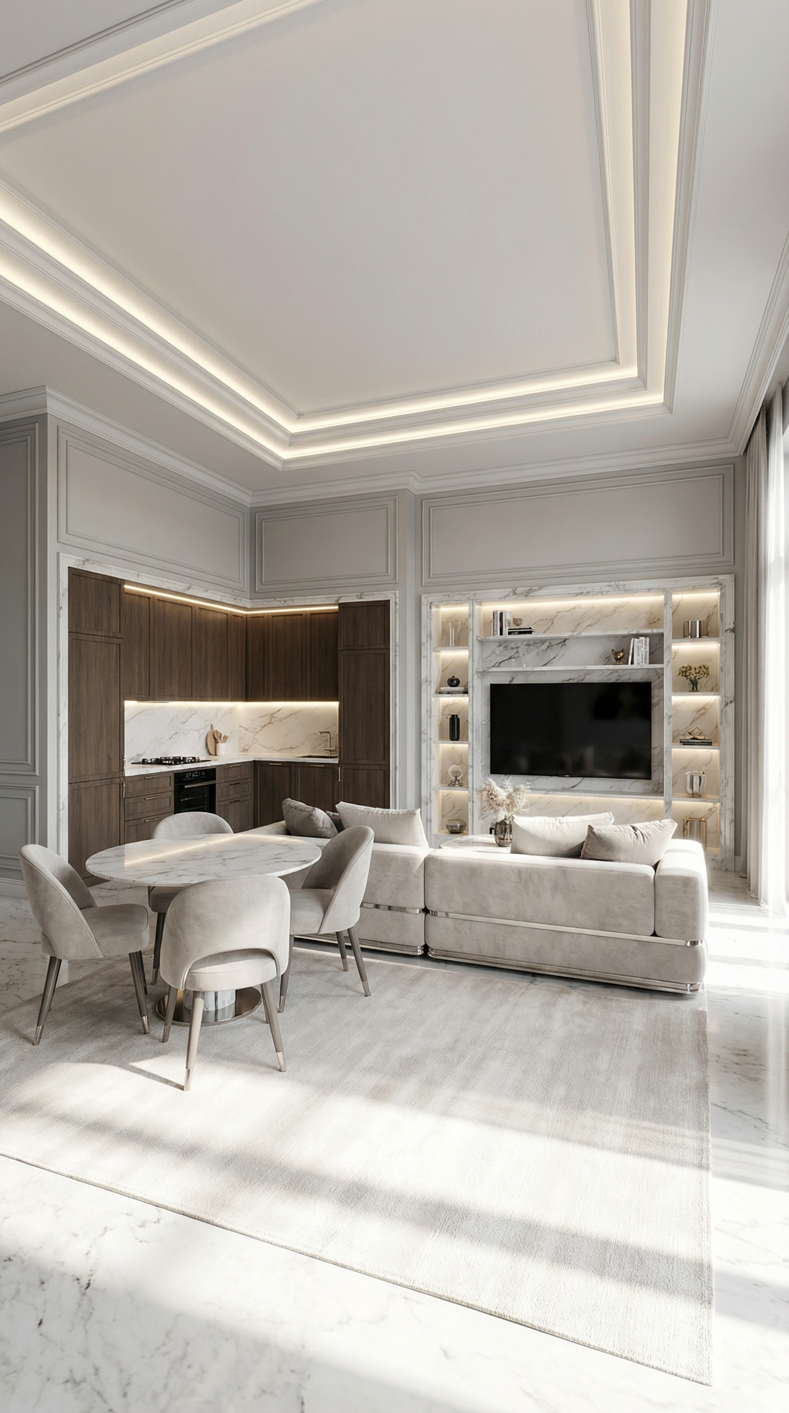 Дизайн гостиной в стиле Классика — фото интерьера от нейросети RoomGPT