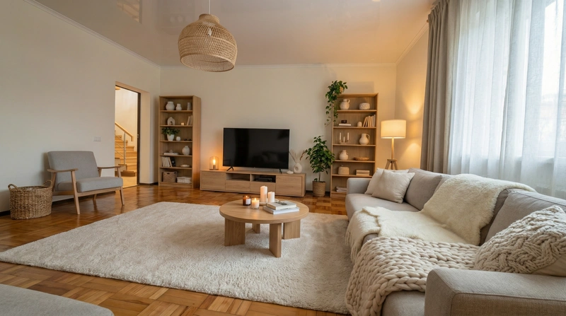 Дизайн интерьера в стиле Хюгге — Гостиная от нейросети RoomGPT