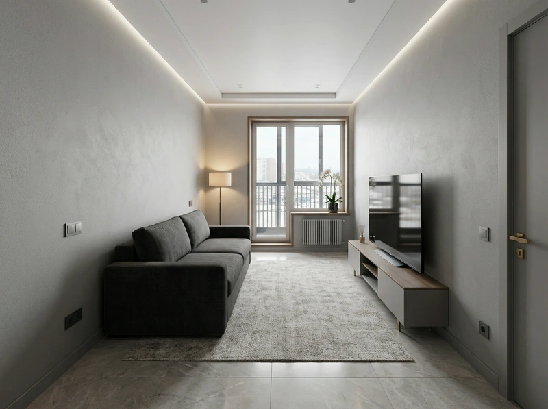 Дизайн интерьера в стиле Контемпорари — Гостиная от нейросети RoomGPT