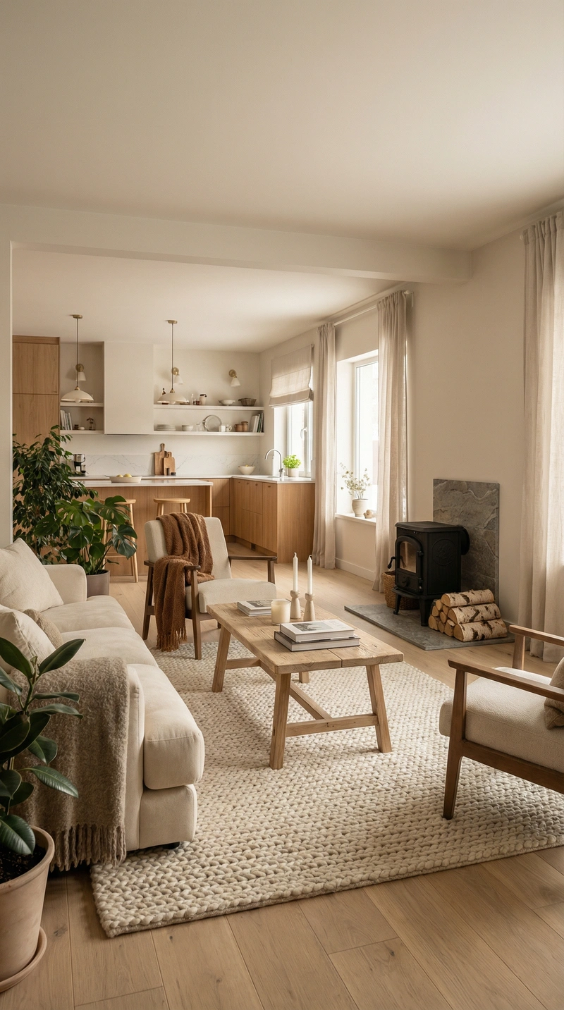 Дизайн интерьера в стиле Хюгге — Гостиная от нейросети RoomGPT
