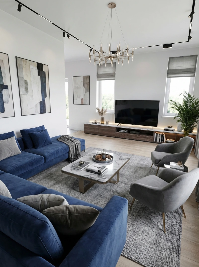 Дизайн гостиной в стиле Контемпорари — фото интерьера от нейросети RoomGPT