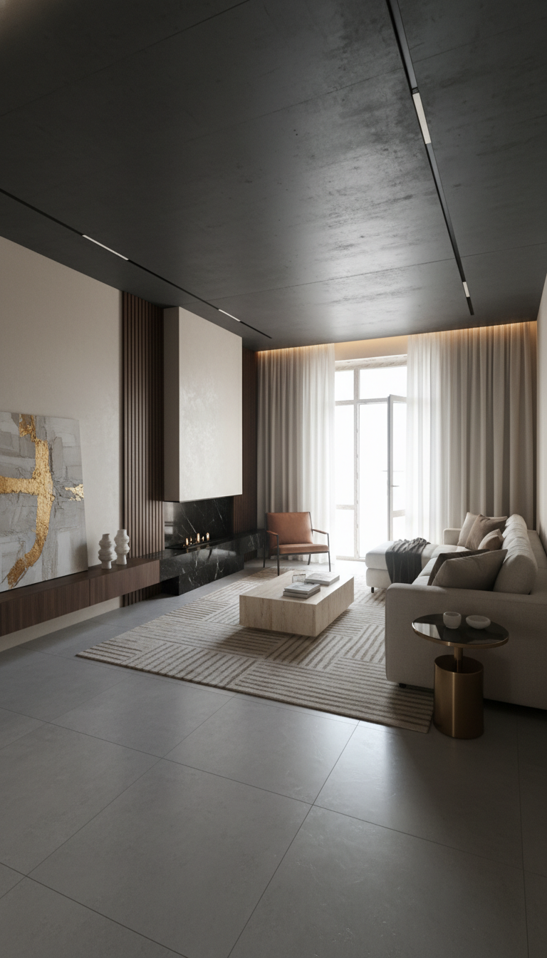 Дизайн гостиной в стиле Контемпорари — фото интерьера от нейросети RoomGPT