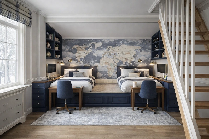 Дизайн детской в стиле Классика — фото интерьера от нейросети RoomGPT