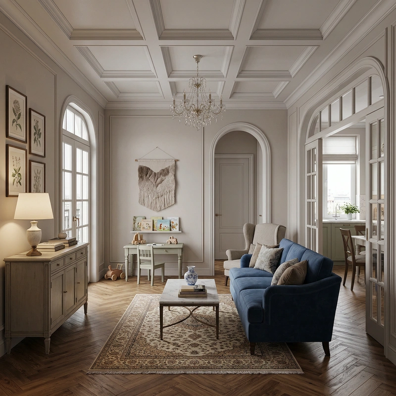Дизайн интерьера в стиле Классика — Гостиная от нейросети RoomGPT