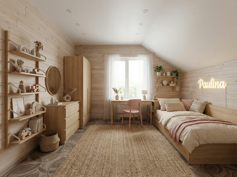 Дизайн детской в стиле Japandi — фото интерьера от нейросети RoomGPT