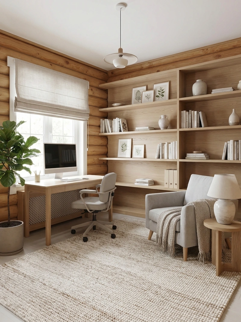 Дизайн интерьера в стиле Сканди — Кабинет от нейросети RoomGPT