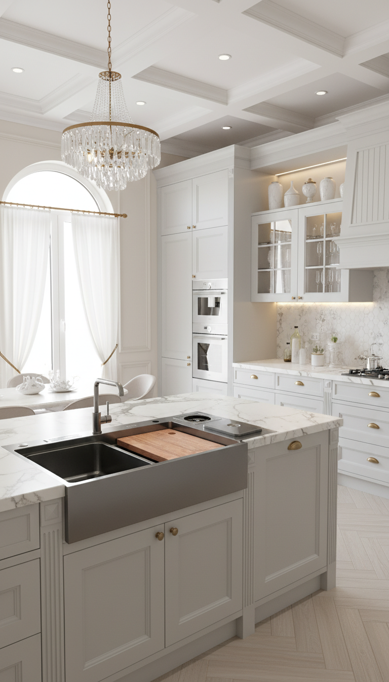 Дизайн кухни в стиле Классика — фото интерьера от нейросети RoomGPT