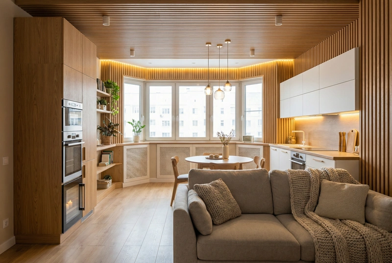 Дизайн интерьера в стиле Хюгге — Кухня от нейросети RoomGPT