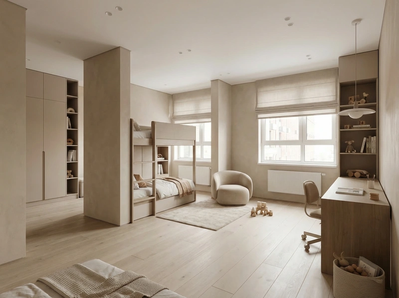 Дизайн детской в стиле Минимализм — фото интерьера от нейросети RoomGPT