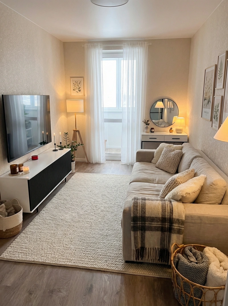 Дизайн интерьера в стиле Хюгге — Гостиная от нейросети RoomGPT