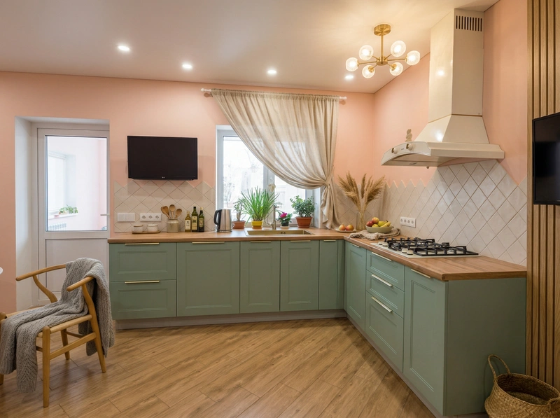 Дизайн кухни в стиле Хюгге — фото интерьера от нейросети RoomGPT