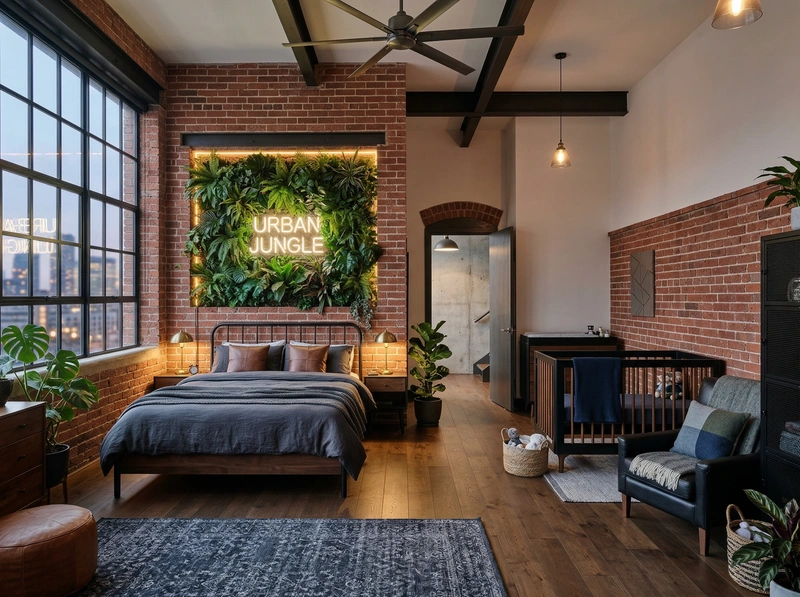 Дизайн интерьера в стиле Лофт — Спальня от нейросети RoomGPT
