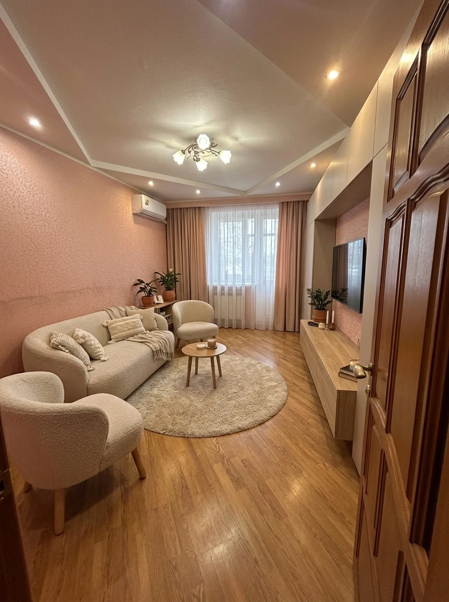 Дизайн гостиной в стиле Хюгге — фото интерьера от нейросети RoomGPT