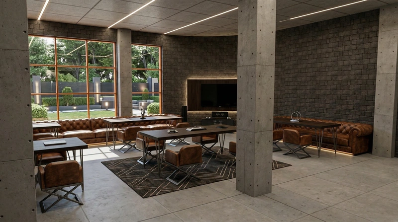 Дизайн гостиной в стиле Блэктэк — фото интерьера от нейросети RoomGPT