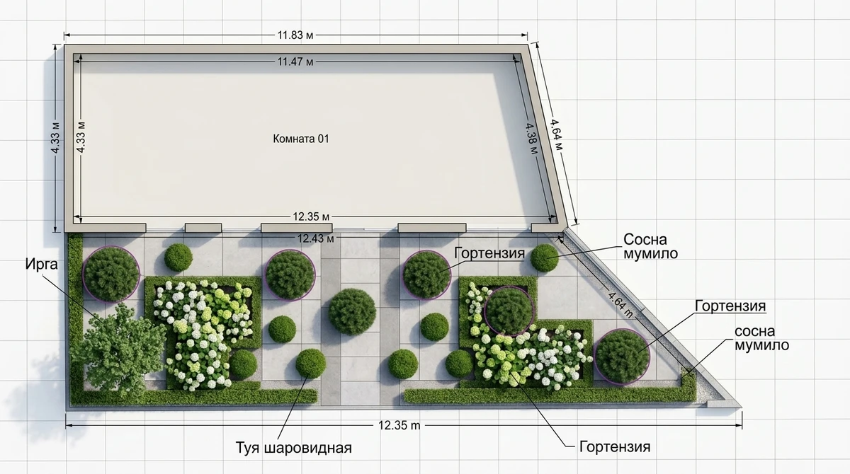 Дизайн участка в стиле Классика — фото участка от нейросети RoomGPT