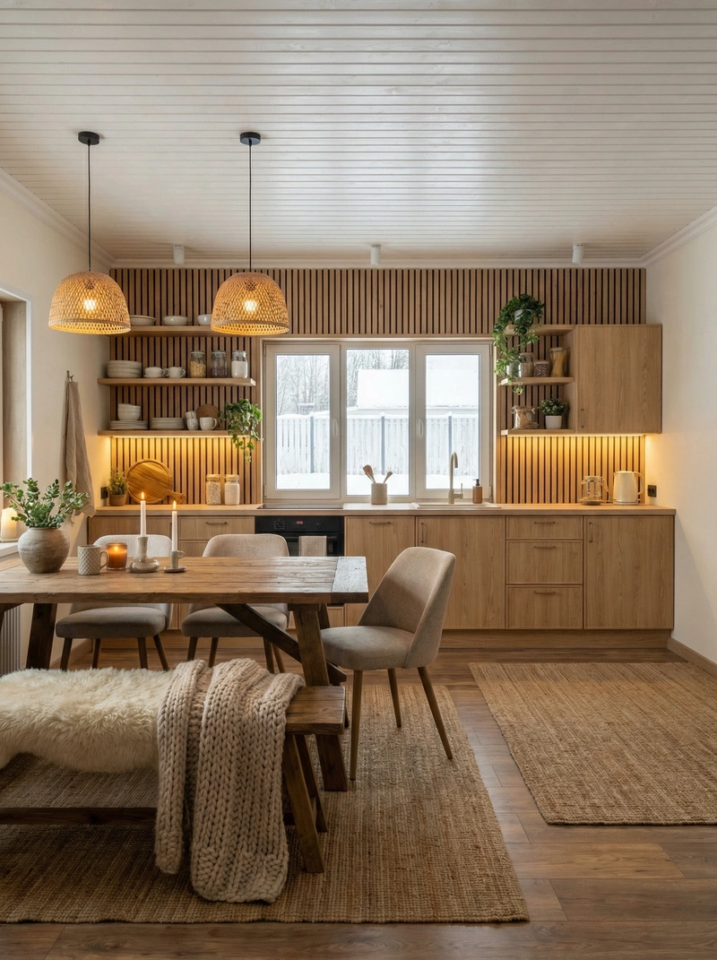 Дизайн интерьера в стиле Хюгге — Кухня от нейросети RoomGPT