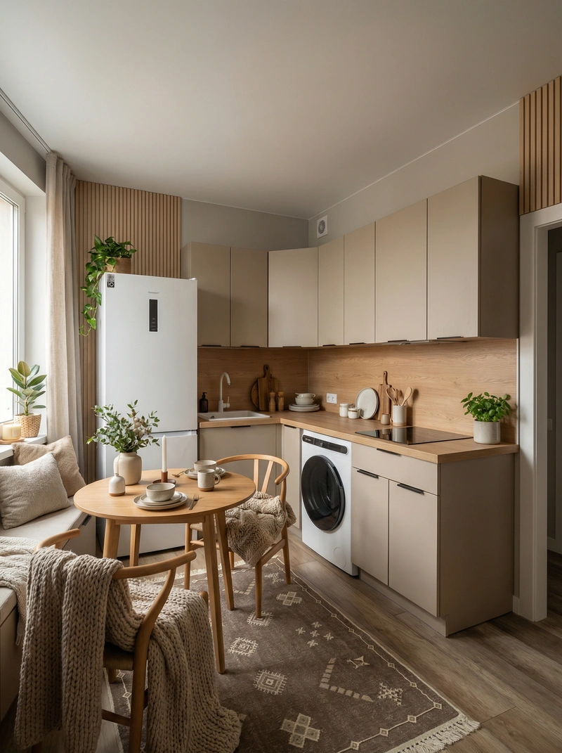 Дизайн интерьера в стиле Хюгге — Кухня от нейросети RoomGPT