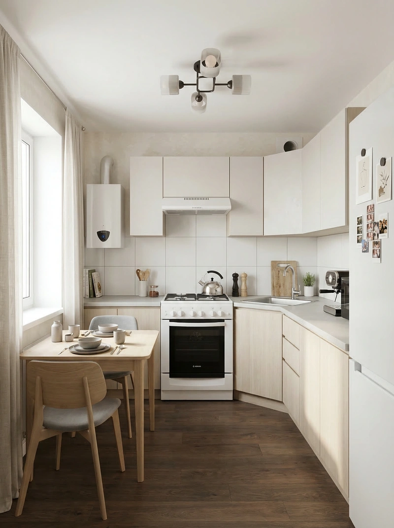 Дизайн кухни в стиле Сканди — фото интерьера от нейросети RoomGPT