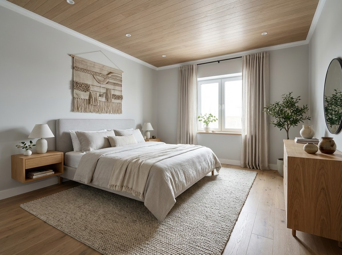 Дизайн спальни в стиле Сканди — фото интерьера от нейросети RoomGPT