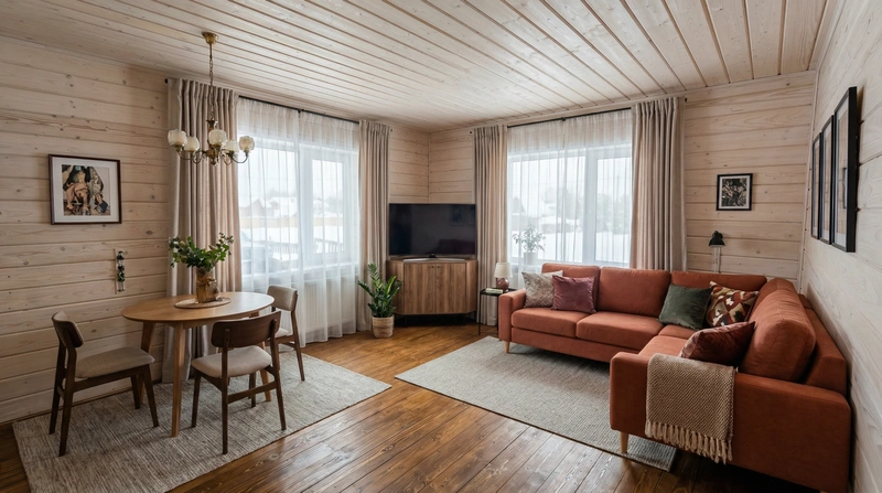 Дизайн интерьера в стиле Эклектика — Гостиная от нейросети RoomGPT