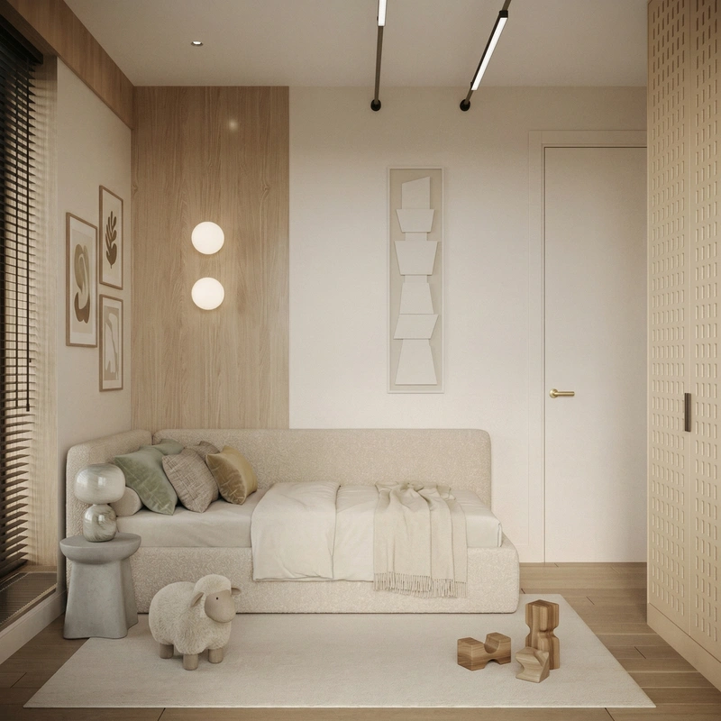Дизайн детской в стиле Минимализм — фото интерьера от нейросети RoomGPT