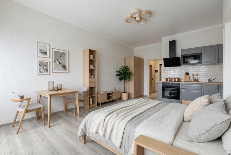 Дизайн интерьера в стиле Сканди — Кухня от нейросети RoomGPT