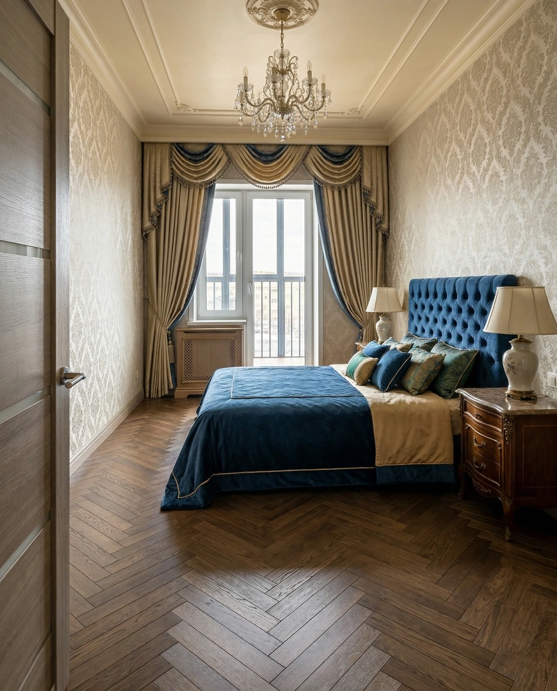 Дизайн спальни в стиле Классика — фото интерьера от нейросети RoomGPT