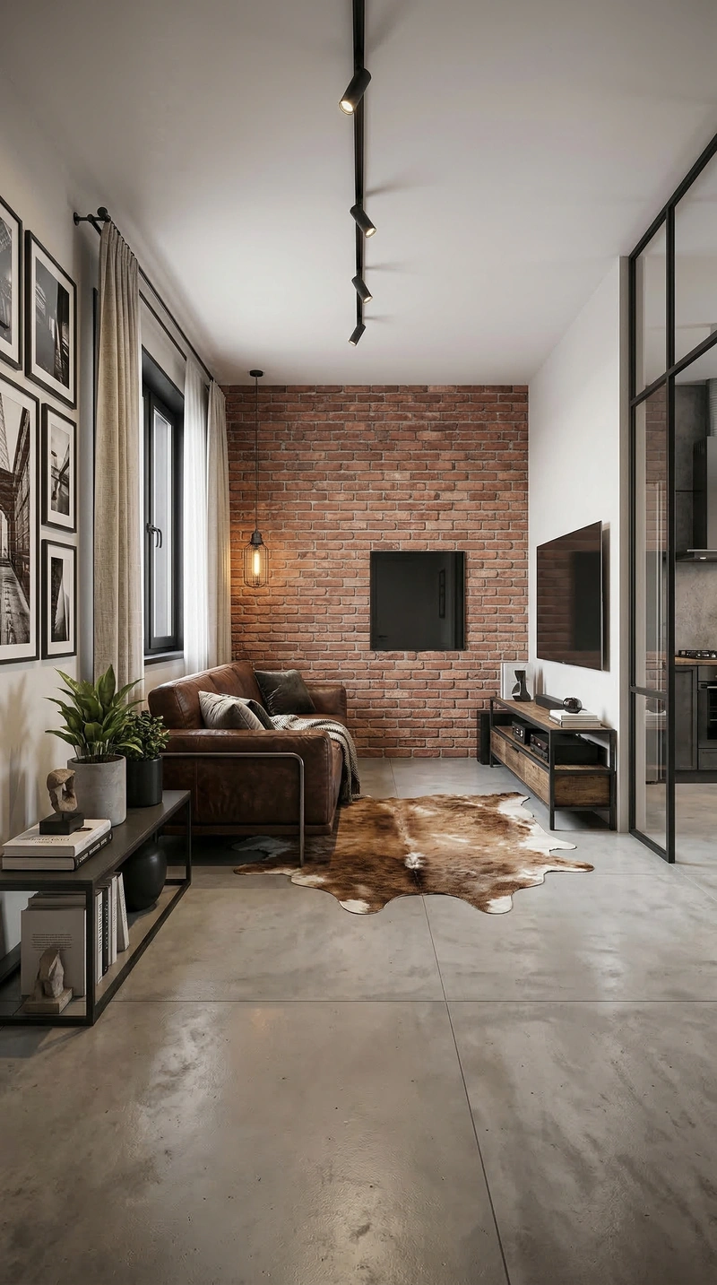 Дизайн гостиной в стиле Лофт — фото интерьера от нейросети RoomGPT