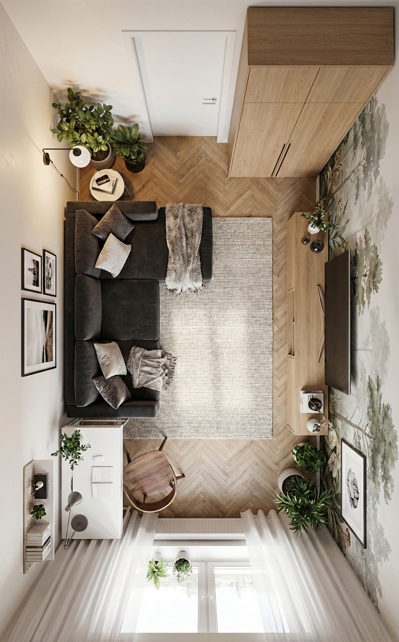 Дизайн гостиной в стиле Сканди — фото интерьера от нейросети RoomGPT