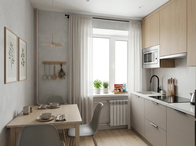 Дизайн интерьера в стиле Сканди — Кухня от нейросети RoomGPT