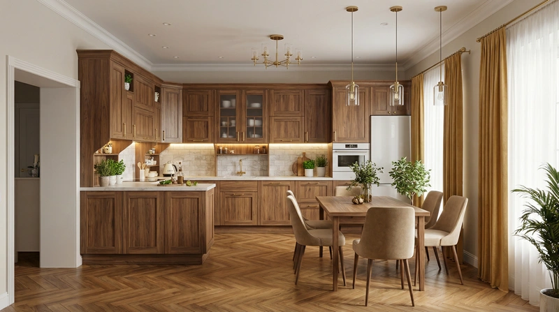 Дизайн интерьера в стиле Классика — Кухня от нейросети RoomGPT