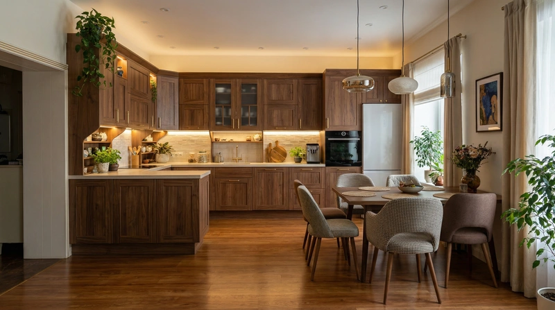 Дизайн интерьера в стиле Эклектика — Кухня от нейросети RoomGPT