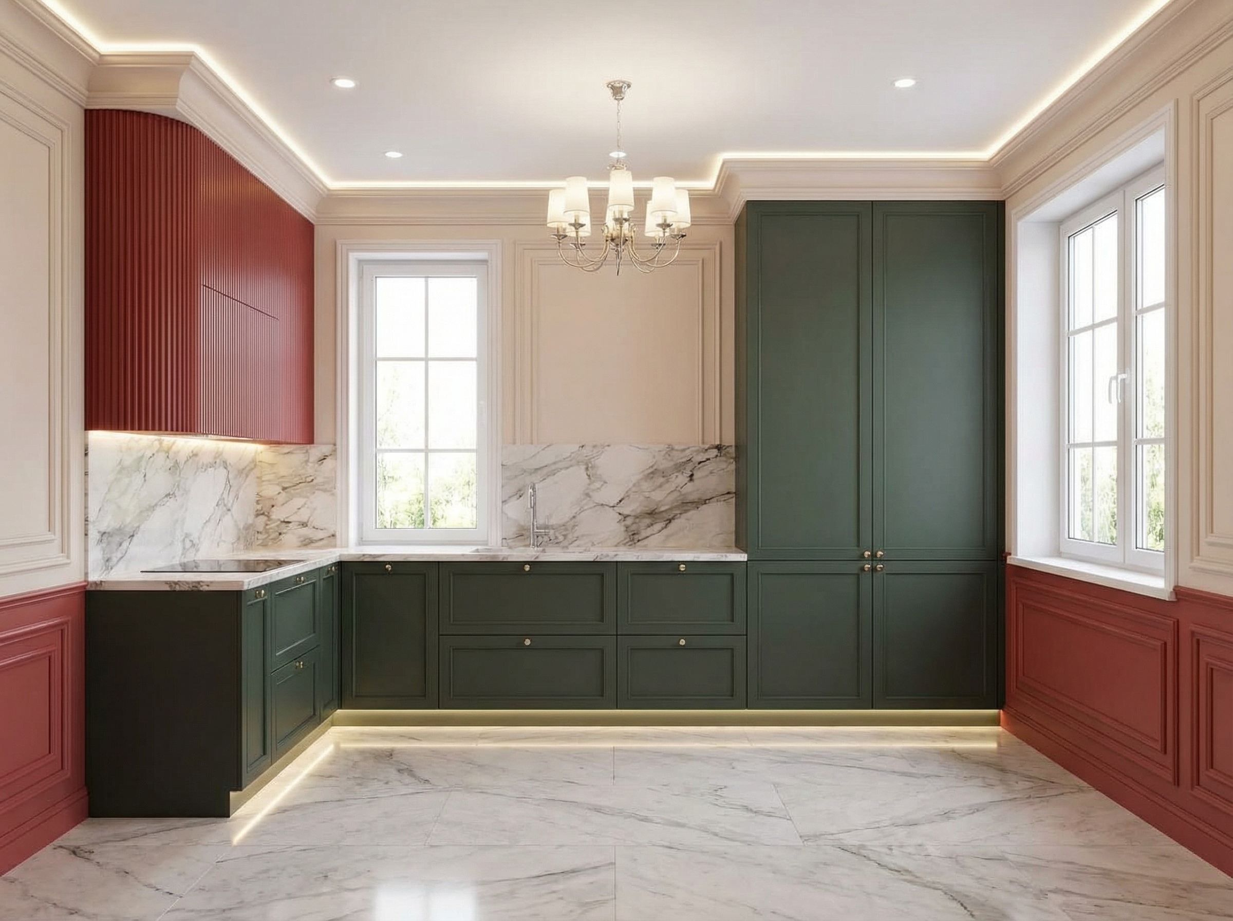 Дизайн кухни в стиле Классика — фото интерьера от нейросети RoomGPT