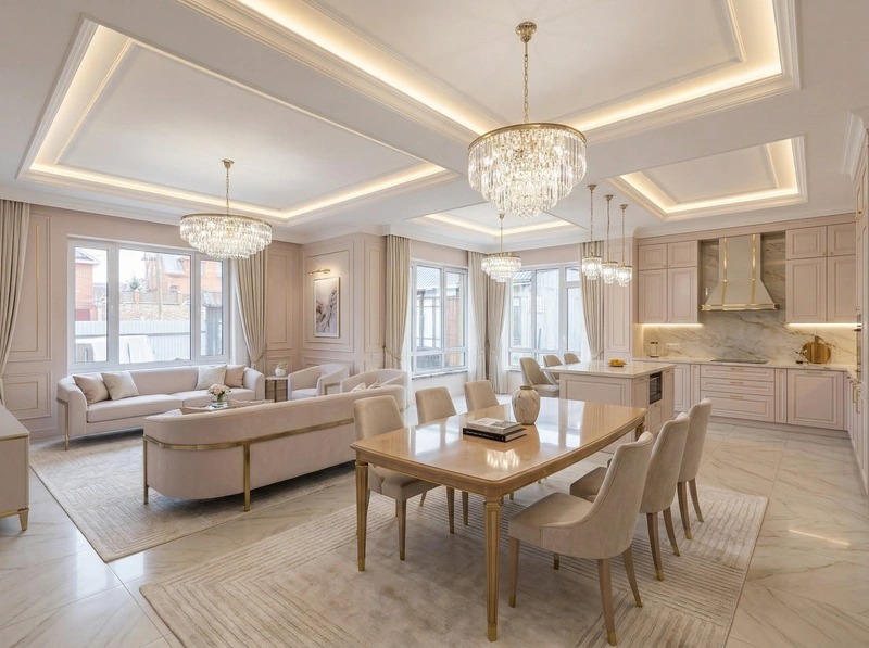 Дизайн гостиной в стиле Неоклассика — фото интерьера от нейросети RoomGPT