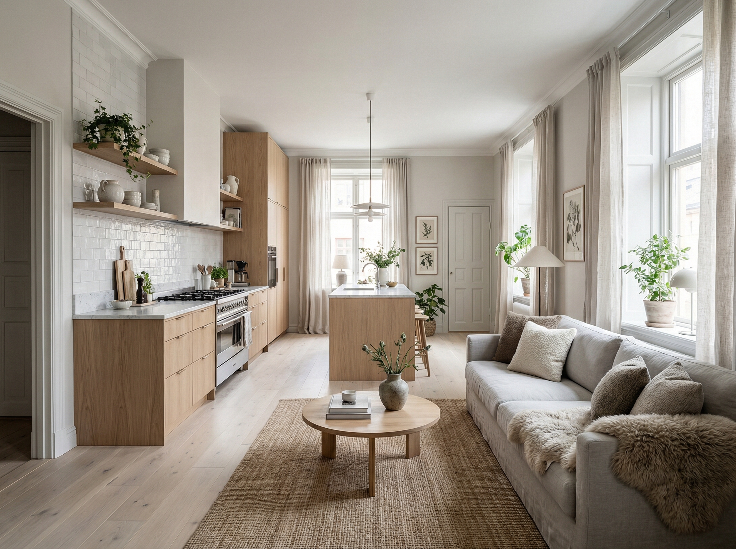 Дизайн кухни в стиле Сканди — фото интерьера от нейросети RoomGPT