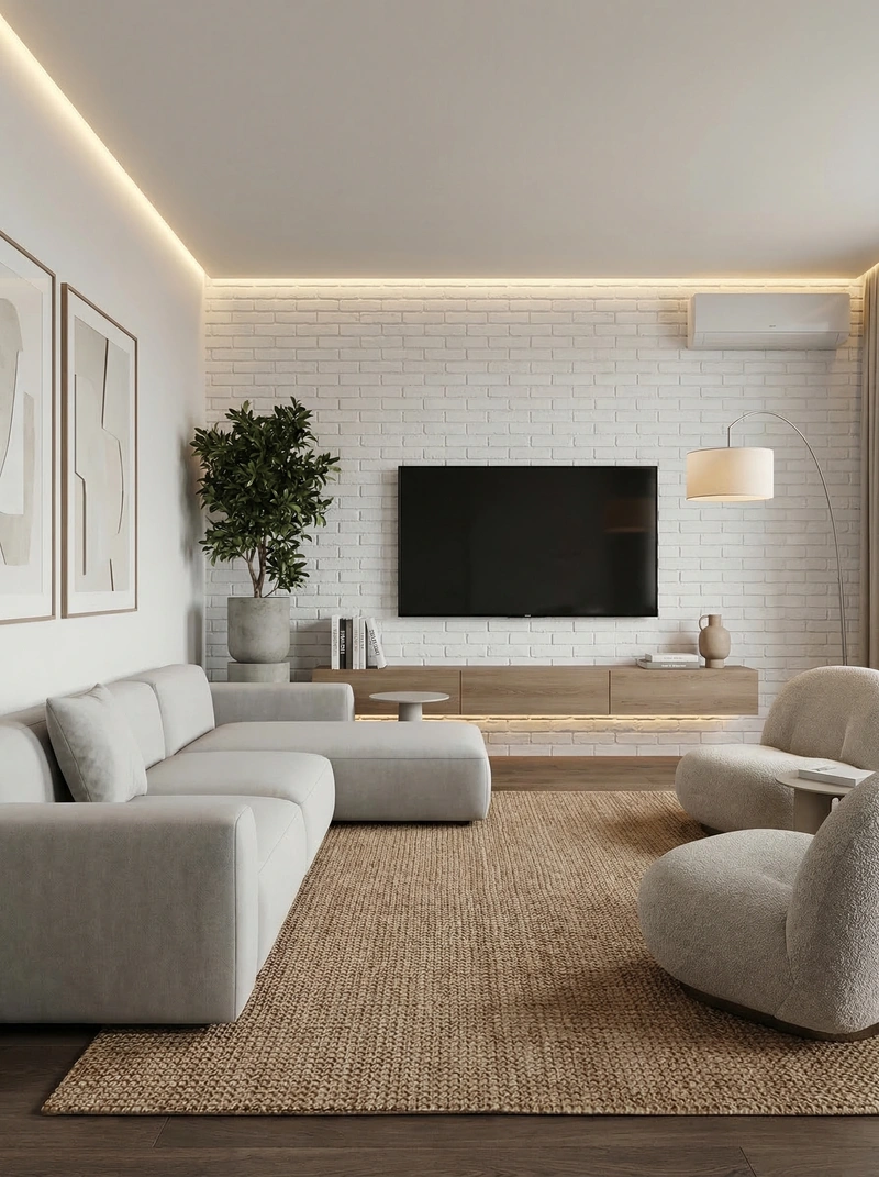 Дизайн интерьера в стиле Минимализм — Гостиная от нейросети RoomGPT