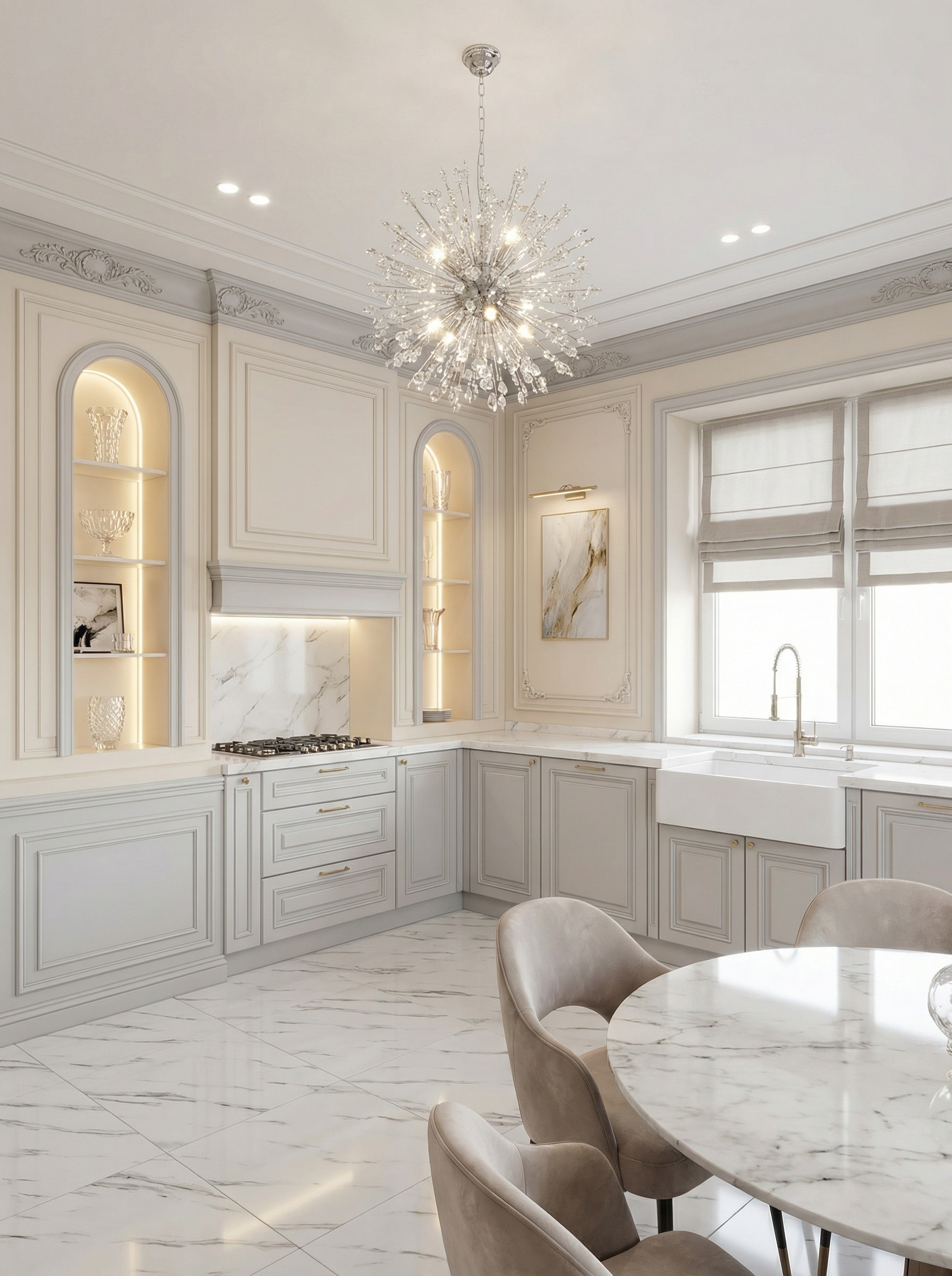 Дизайн кухни в стиле Классика — фото интерьера от нейросети RoomGPT