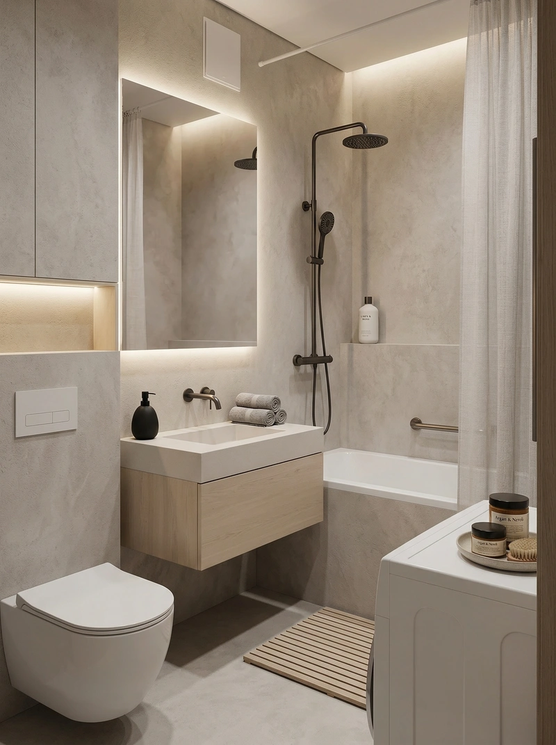 Дизайн ванной в стиле Минимализм — фото интерьера от нейросети RoomGPT