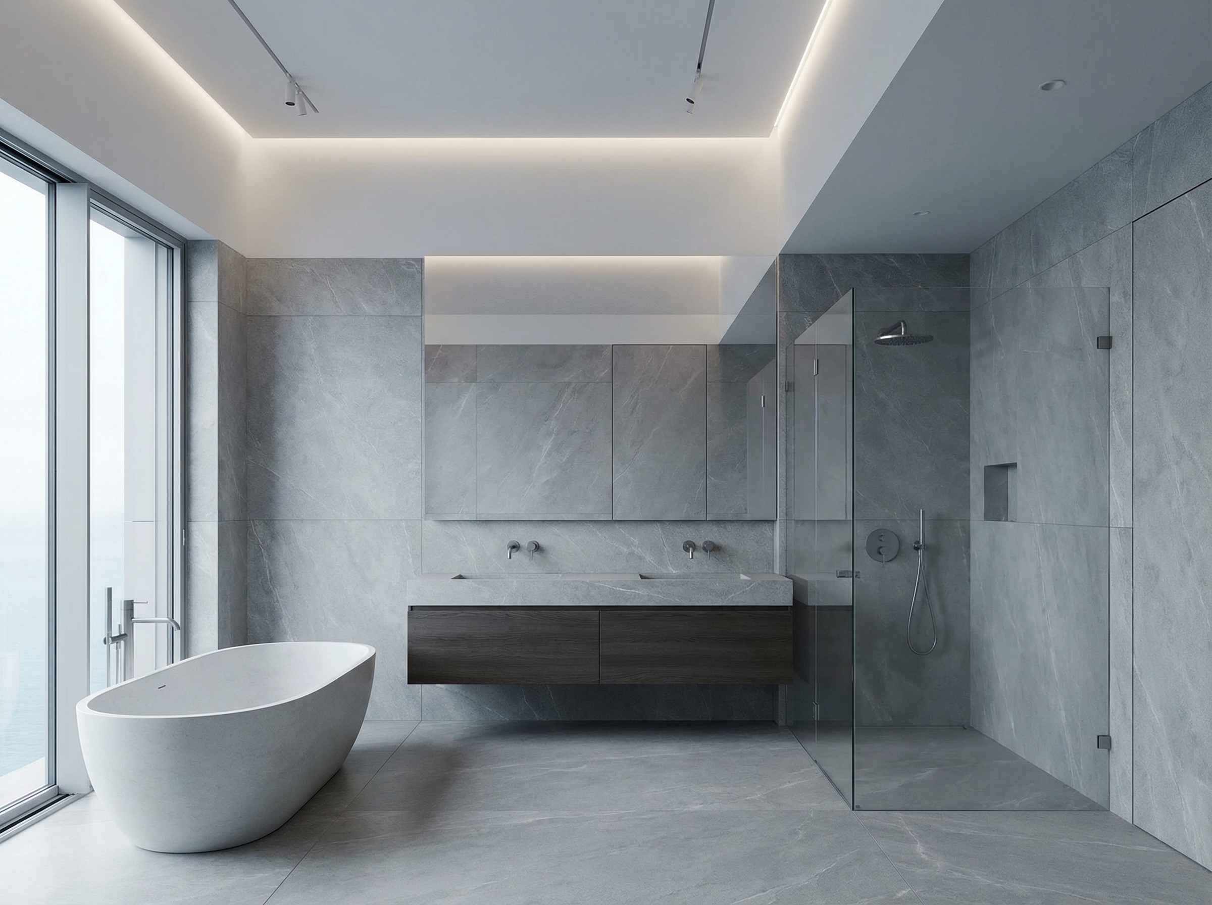 Дизайн ванной в стиле Минимализм — фото интерьера от нейросети RoomGPT