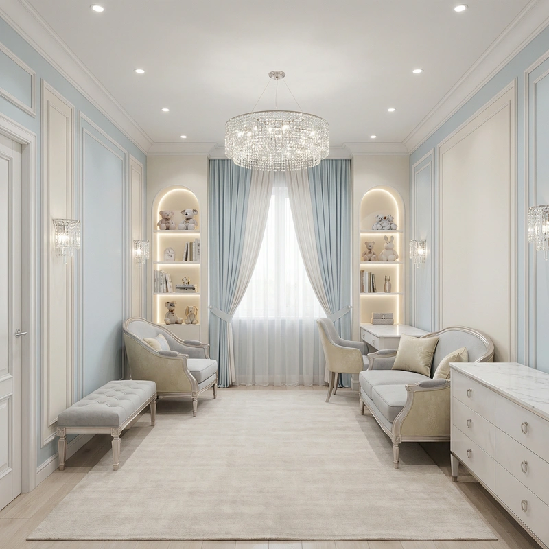 Дизайн детской в стиле Классика — фото интерьера от нейросети RoomGPT