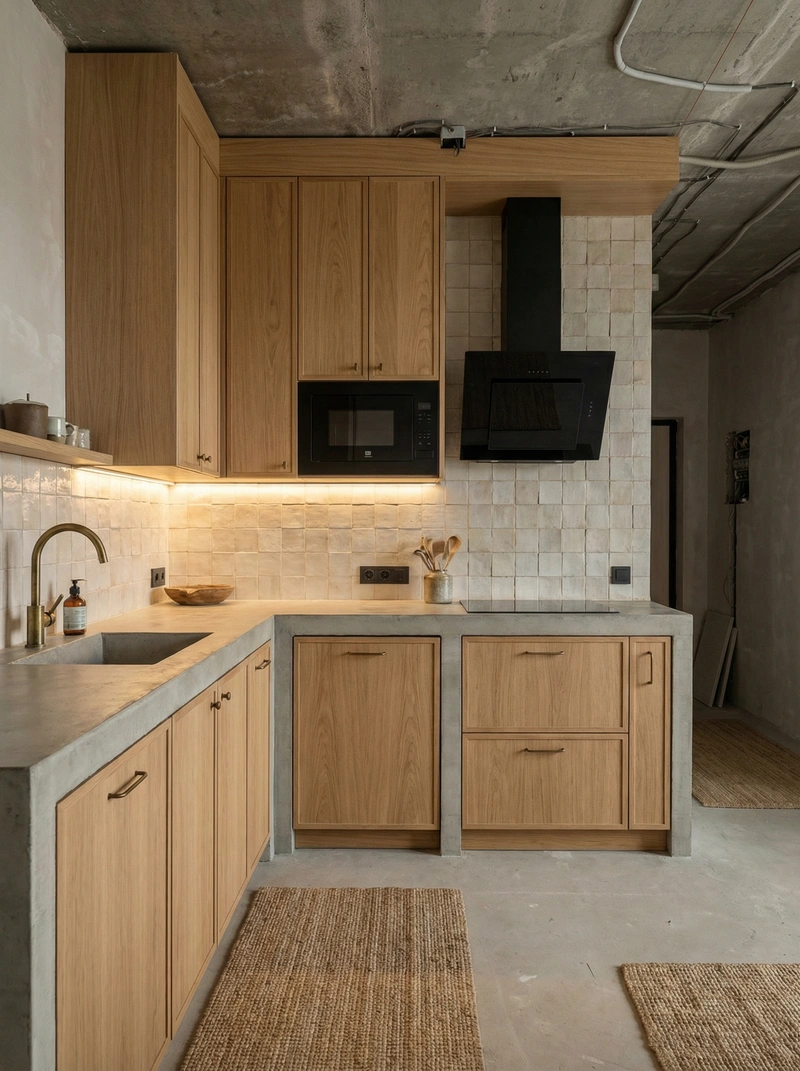 Дизайн кухни в стиле Japandi — фото интерьера от нейросети RoomGPT