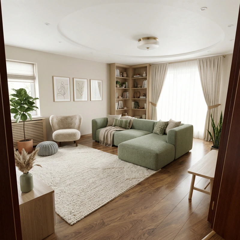 Дизайн интерьера в стиле Хюгге — Гостиная от нейросети RoomGPT