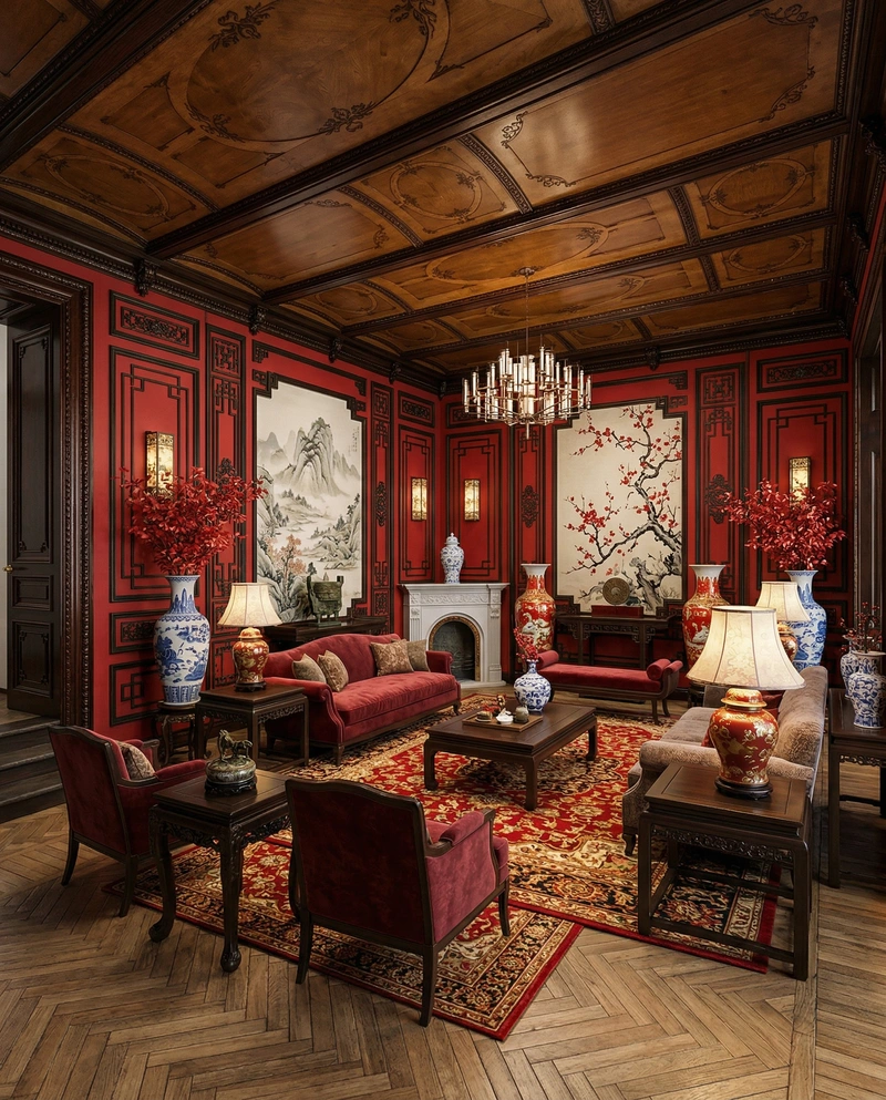 Дизайн гостиной в стиле Эклектика — фото интерьера от нейросети RoomGPT