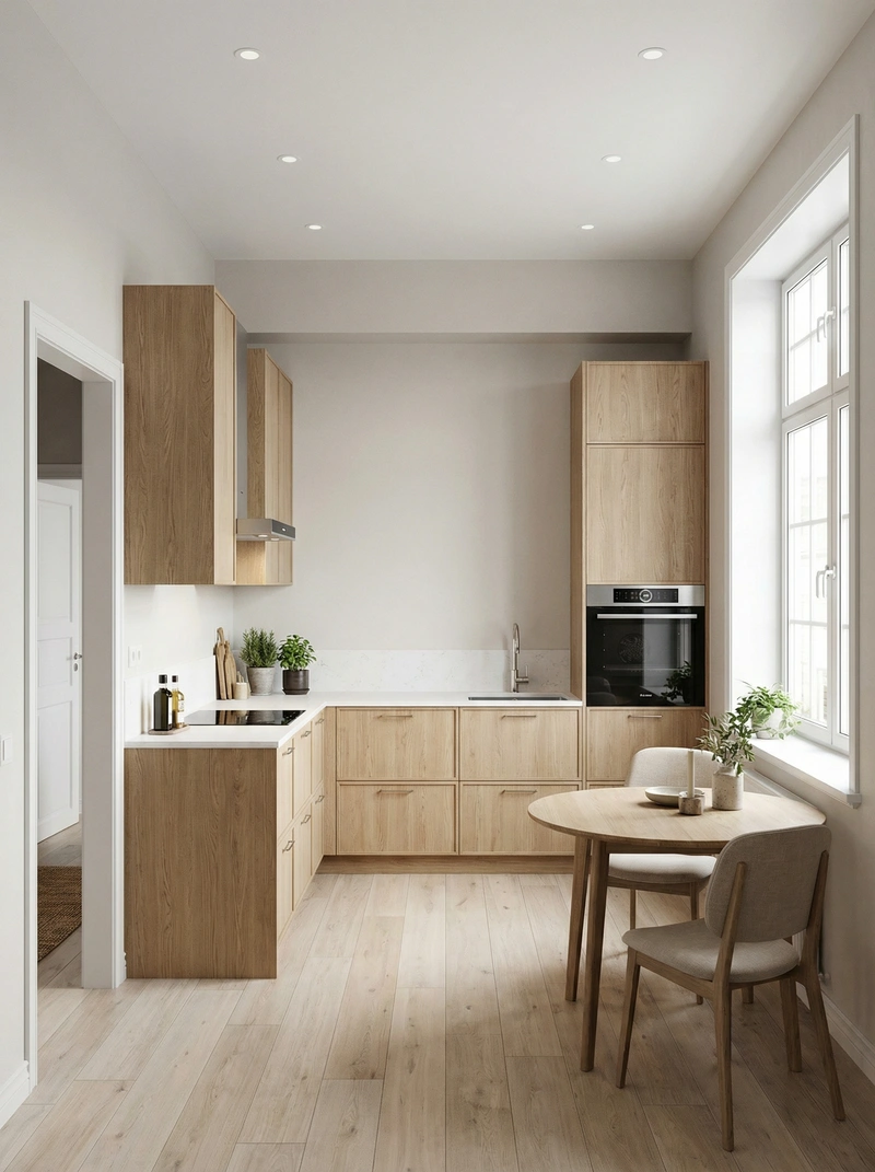 Дизайн интерьера в стиле Сканди — Кухня от нейросети RoomGPT