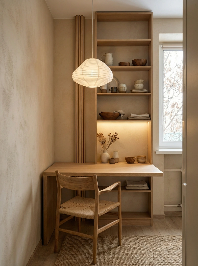 Дизайн кухни в стиле Japandi — фото интерьера от нейросети RoomGPT